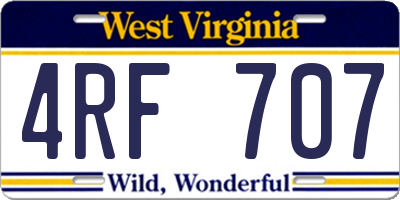 WV license plate 4RF707