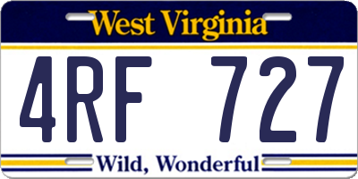WV license plate 4RF727