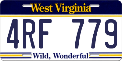 WV license plate 4RF779