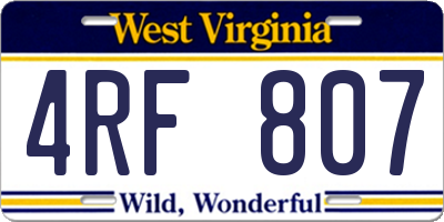 WV license plate 4RF807