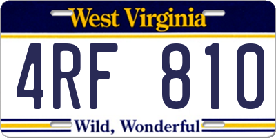 WV license plate 4RF810