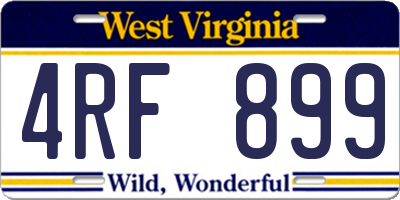 WV license plate 4RF899