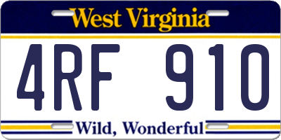 WV license plate 4RF910