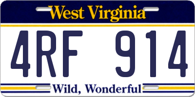 WV license plate 4RF914
