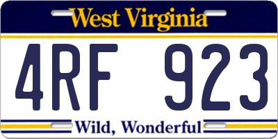 WV license plate 4RF923