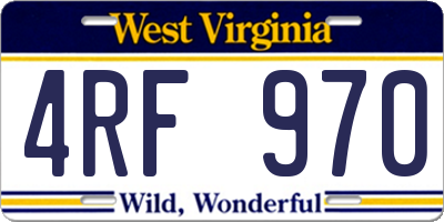 WV license plate 4RF970