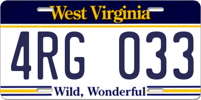 WV license plate 4RG033
