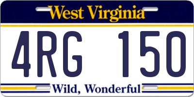 WV license plate 4RG150