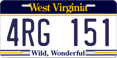 WV license plate 4RG151