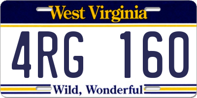 WV license plate 4RG160