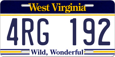 WV license plate 4RG192