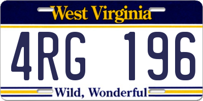 WV license plate 4RG196