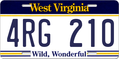 WV license plate 4RG210