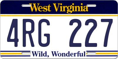 WV license plate 4RG227