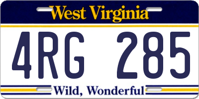 WV license plate 4RG285