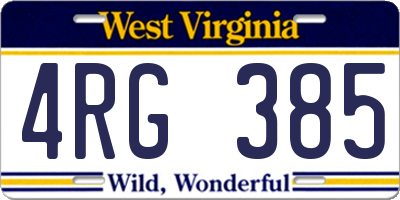 WV license plate 4RG385