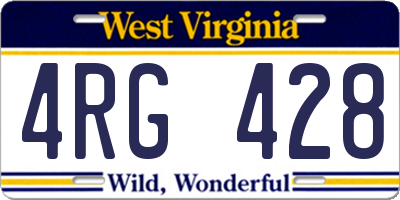 WV license plate 4RG428