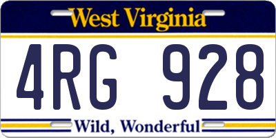 WV license plate 4RG928