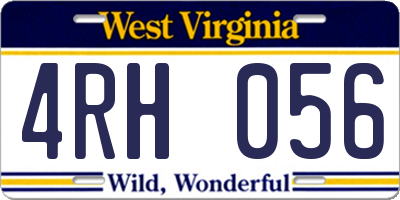 WV license plate 4RH056