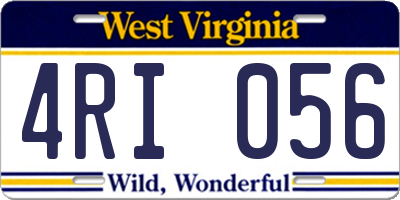 WV license plate 4RI056