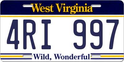 WV license plate 4RI997