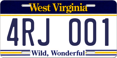 WV license plate 4RJ001