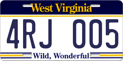 WV license plate 4RJ005