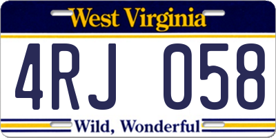 WV license plate 4RJ058