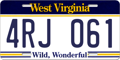 WV license plate 4RJ061