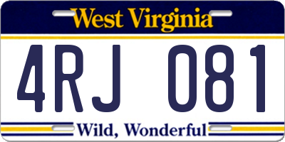 WV license plate 4RJ081