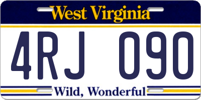 WV license plate 4RJ090