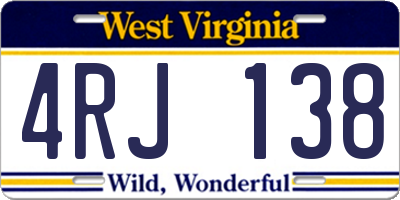 WV license plate 4RJ138