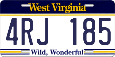 WV license plate 4RJ185