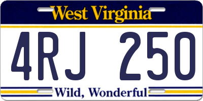 WV license plate 4RJ250