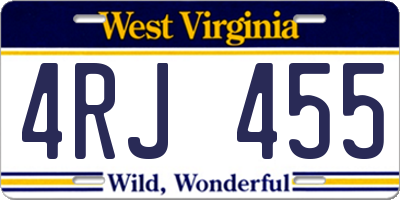 WV license plate 4RJ455