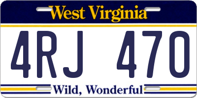 WV license plate 4RJ470