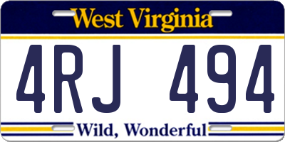 WV license plate 4RJ494