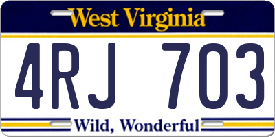 WV license plate 4RJ703