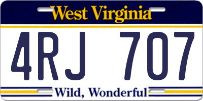 WV license plate 4RJ707