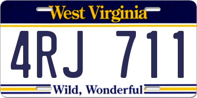 WV license plate 4RJ711