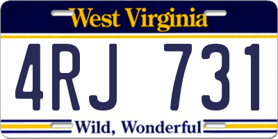 WV license plate 4RJ731