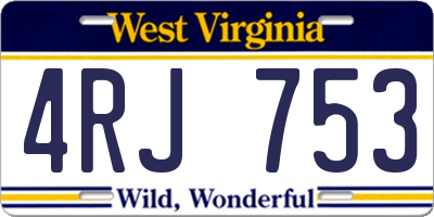 WV license plate 4RJ753