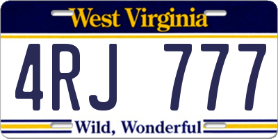 WV license plate 4RJ777