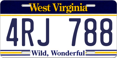 WV license plate 4RJ788