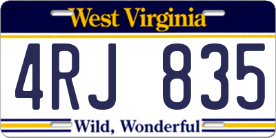 WV license plate 4RJ835