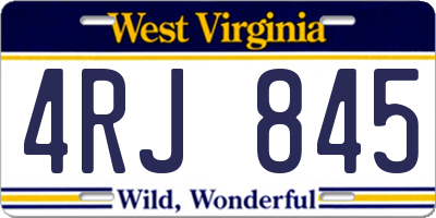 WV license plate 4RJ845