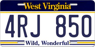 WV license plate 4RJ850