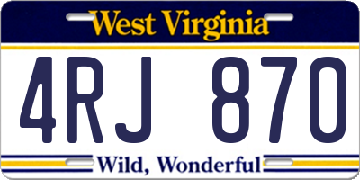 WV license plate 4RJ870