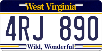 WV license plate 4RJ890