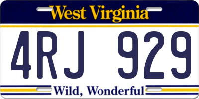 WV license plate 4RJ929